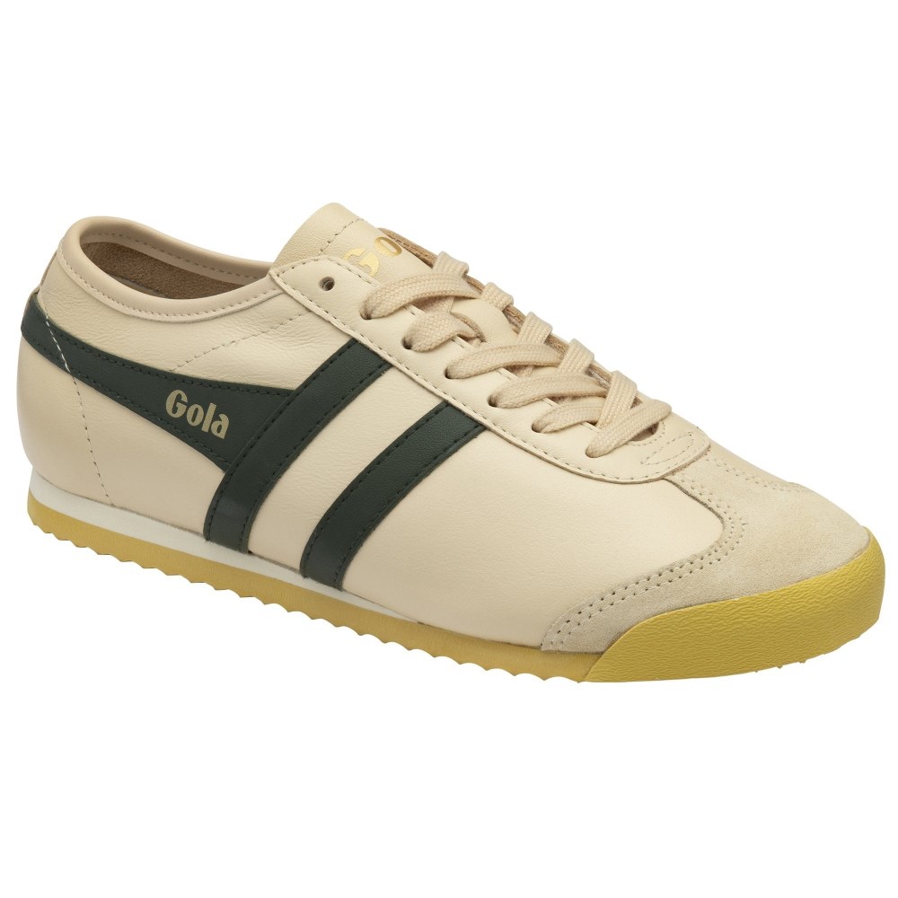 Gola Classics Women's Race Leather Sneakers - Ecru/Dark Khaki