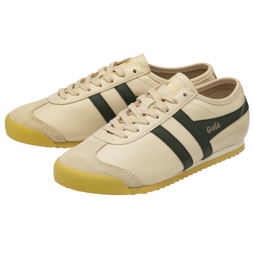 Gola Classics Women's Race Leather Sneakers - Ecru/Dark Khaki