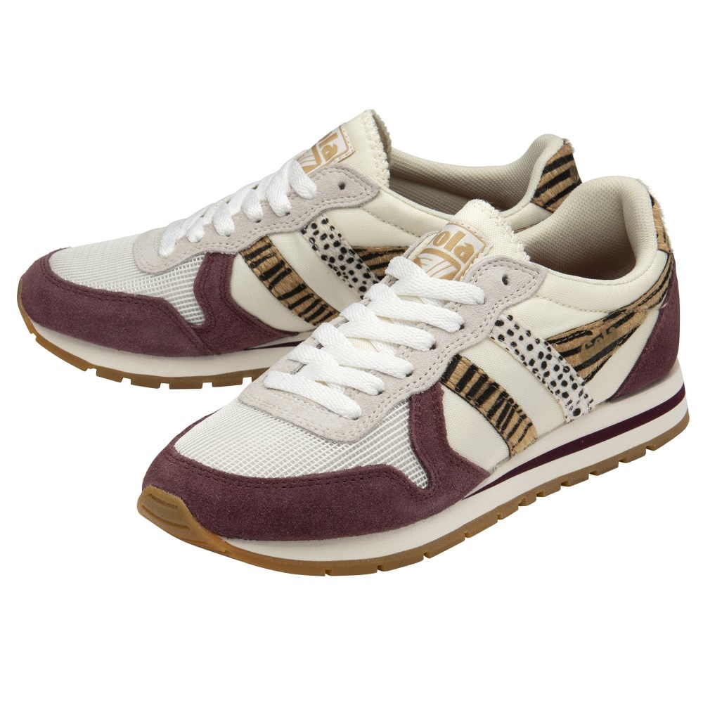 Gola Classics Women's Daytona Safari Sneakers - Off White/Windsor Wine