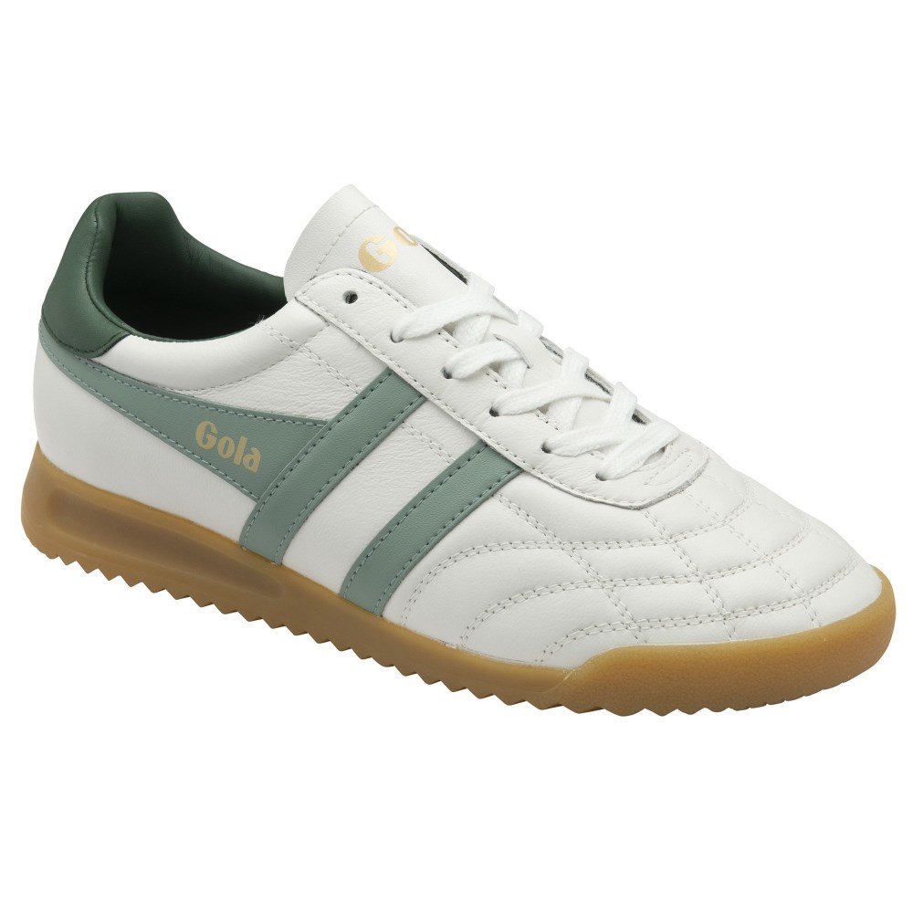 Gola Classics Women's Stadium Sneakers - White/Green Mist/Evergreen