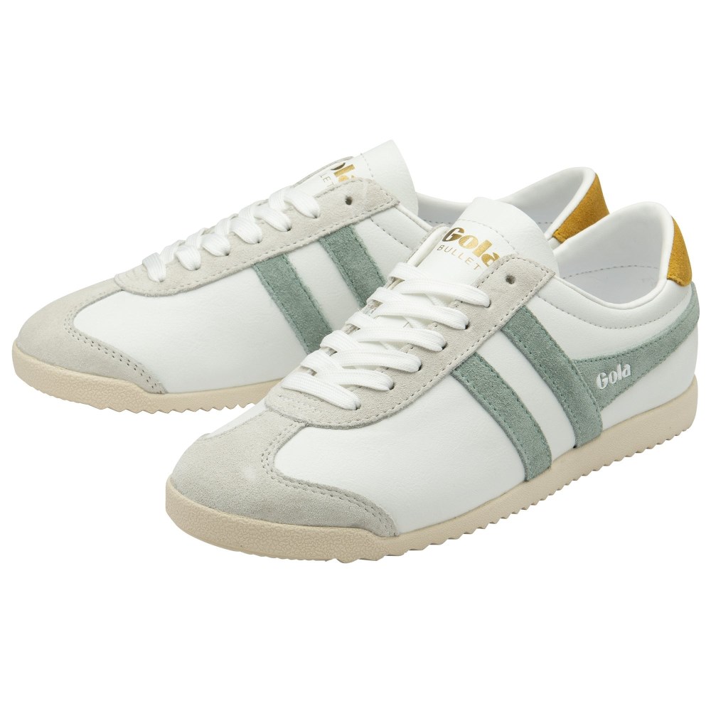 Gola Classics Women's Bullet Pure Sneakers - White/Green Mist/Sun