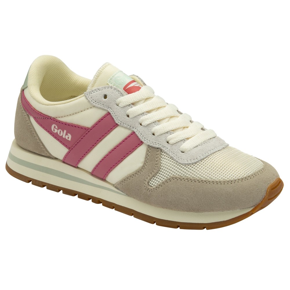 Gola Classics Women's Daytona Sneakers - Off White/Feather Grey/Fluro Pink