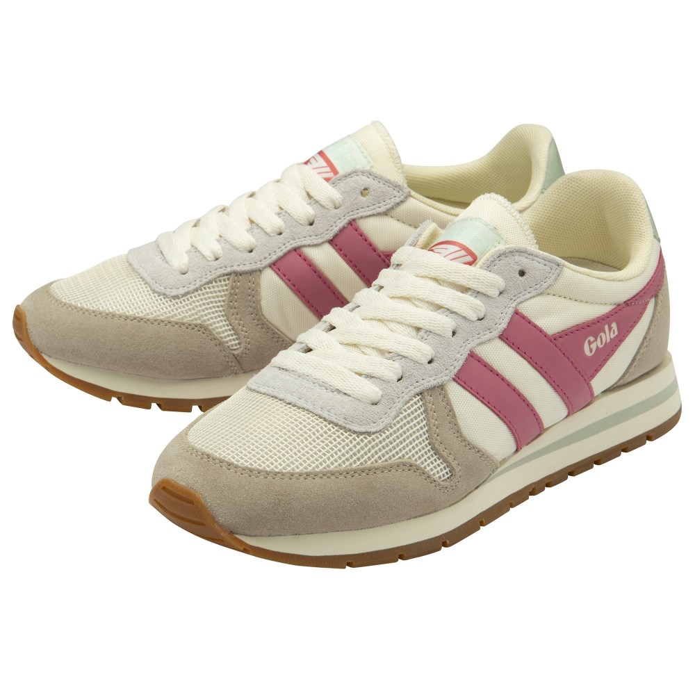Gola Classics Women's Daytona Sneakers - Off White/Feather Grey/Fluro Pink