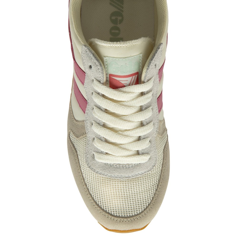 Gola Classics Women's Daytona Sneakers - Off White/Feather Grey/Fluro Pink