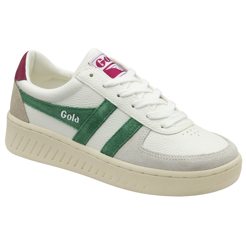 Gola Classics Women's Grandslam Trident Sneakers - White/Emerald/Cerise