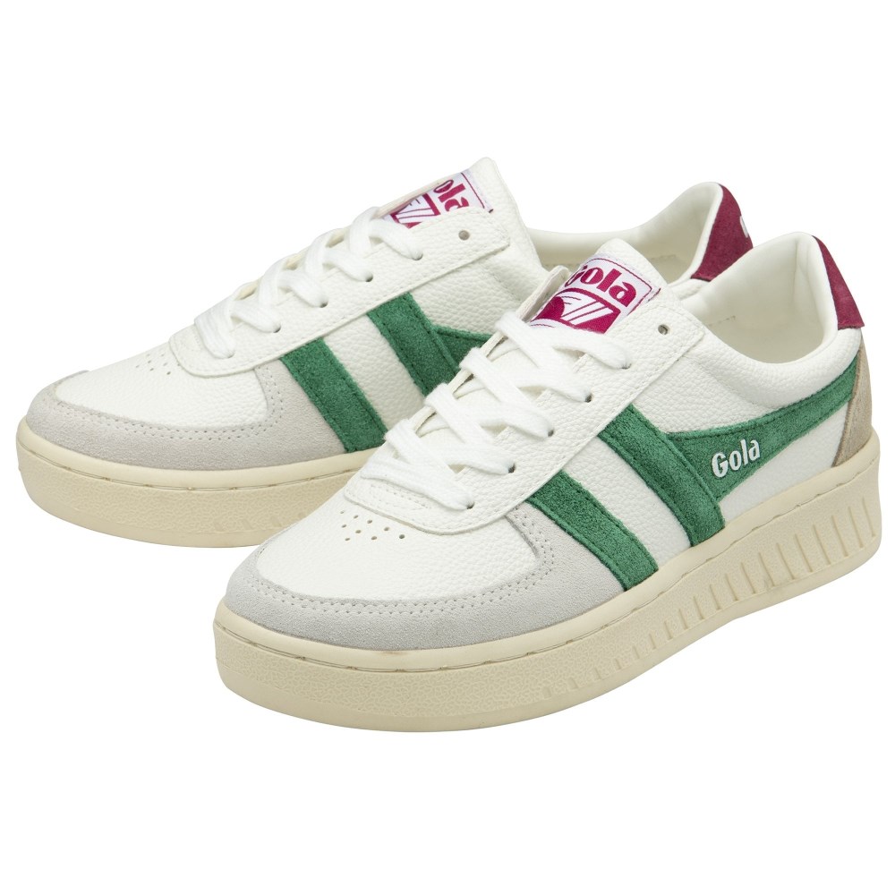 Gola Classics Women's Grandslam Trident Sneakers - White/Emerald/Cerise