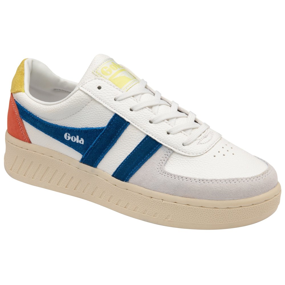 Gola Classics Women's Grandslam Trident Sneakers - White/Marine Blue/Limelight