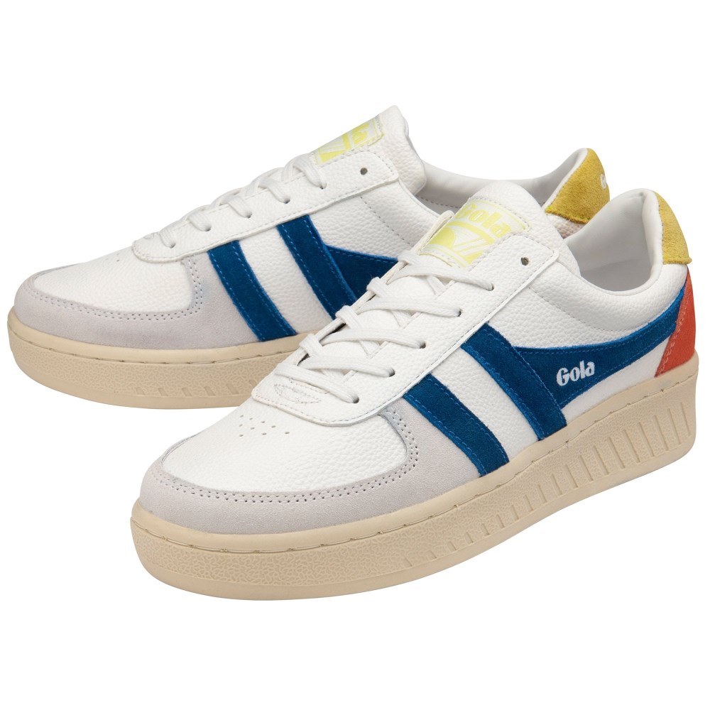 Gola Classics Women's Grandslam Trident Sneakers - White/Marine Blue/Limelight