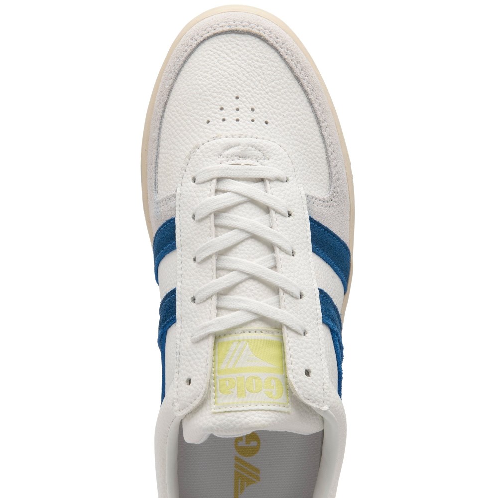 Gola Classics Women's Grandslam Trident Sneakers - White/Marine Blue/Limelight