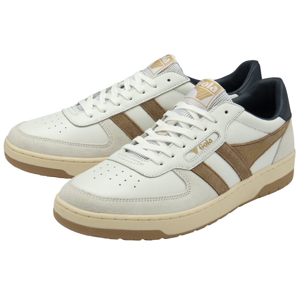 Gola Classics Men's Hawk Sneakers - White/Tobacco/Navy