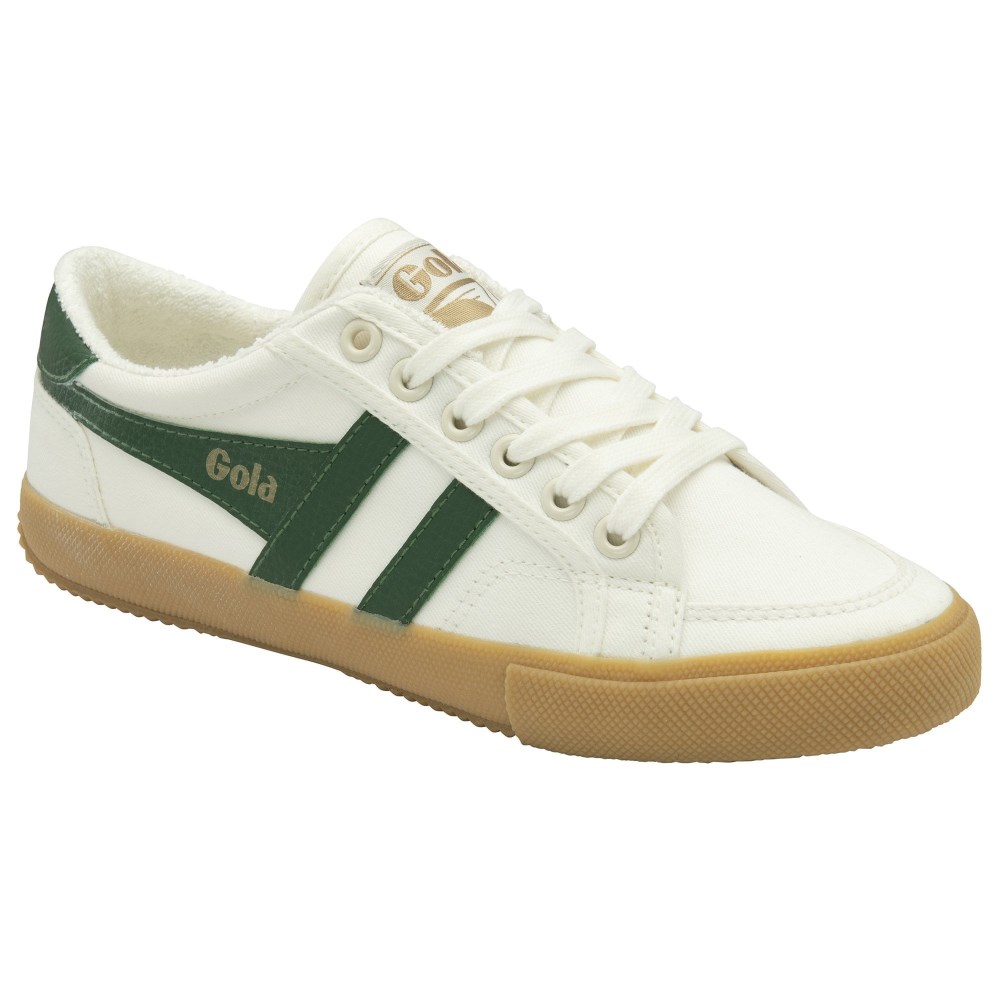 Vegan Gola Classics Women's Stratus Plimsoll Sneakers - Off White/Green/Gum