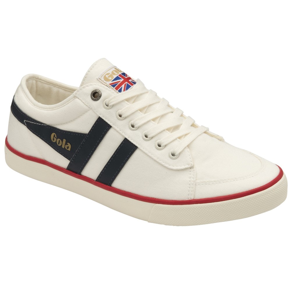 Vegan Gola Classics Men's Comet Plimsoll Sneakers - Off White/Navy/Red