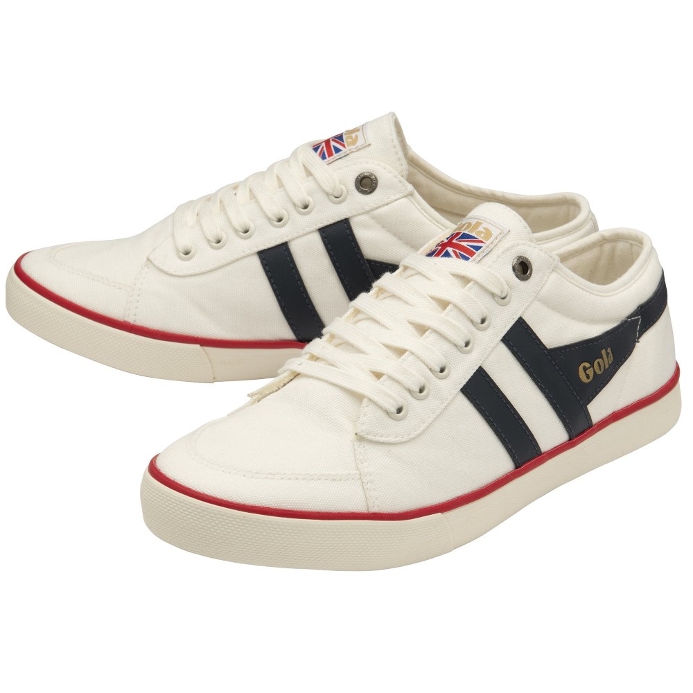 Vegan Gola Classics Men's Comet Plimsoll Sneakers - Off White/Navy/Red