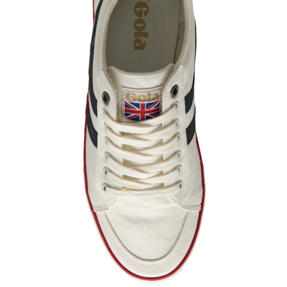 Vegan Gola Classics Men's Comet Plimsoll Sneakers - Off White/Navy/Red
