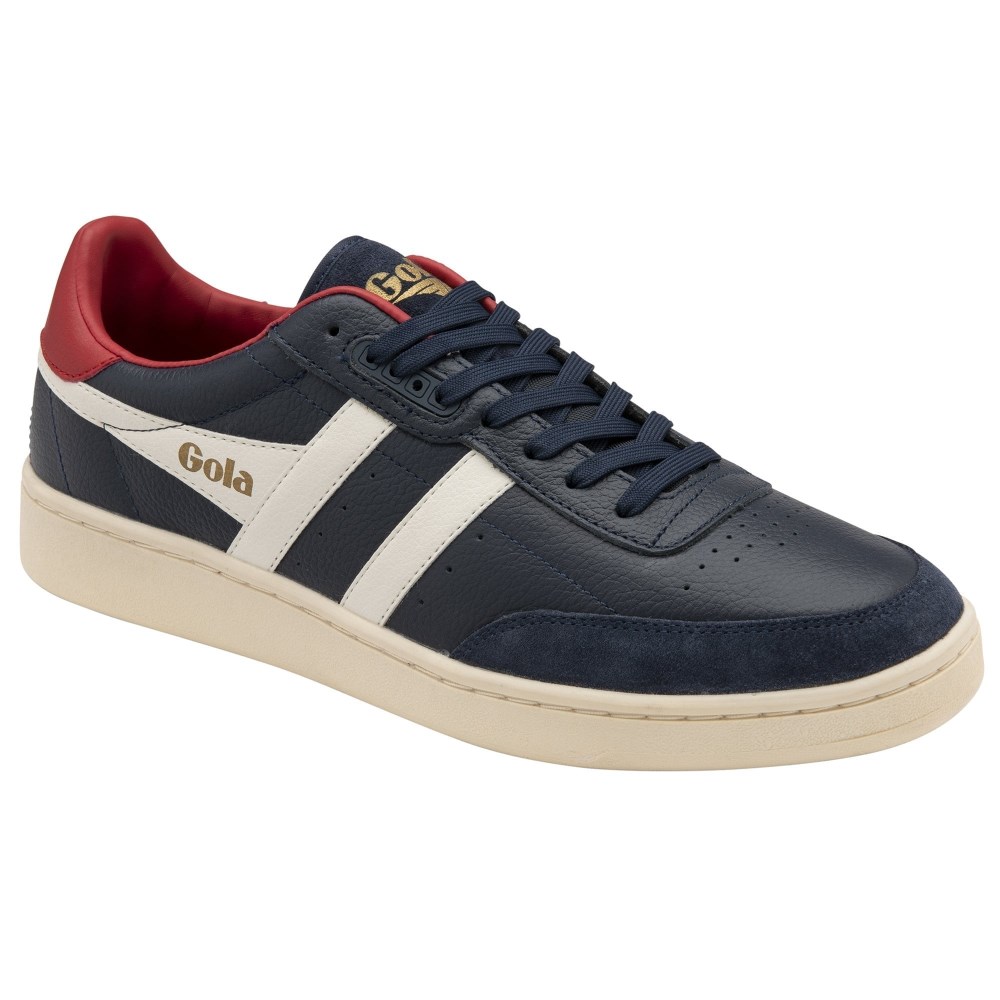 Gola Classics Men's Contact Leather Sneakers - Navy/Off White/Deep Red