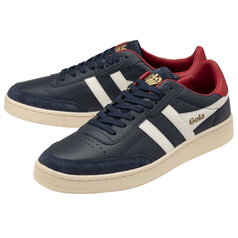 Gola Classics Men's Contact Leather Sneakers - Navy/Off White/Deep Red