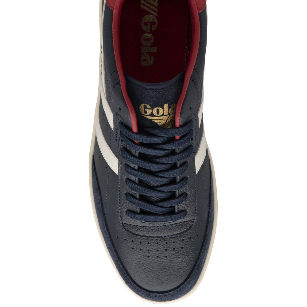 Gola Classics Men's Contact Leather Sneakers - Navy/Off White/Deep Red