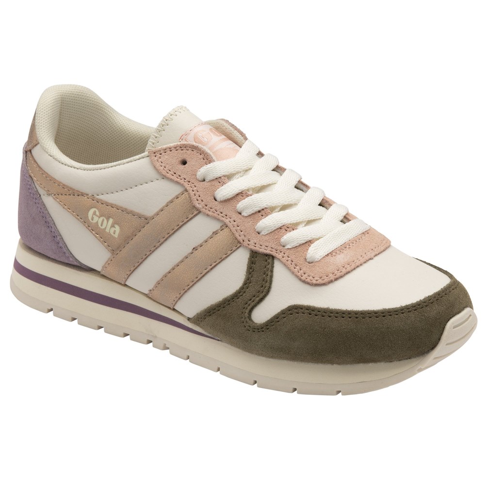 Gola Classics Women's Daytona Quadrant Sneakers - Off White/Khaki/Rose Gold/Lily