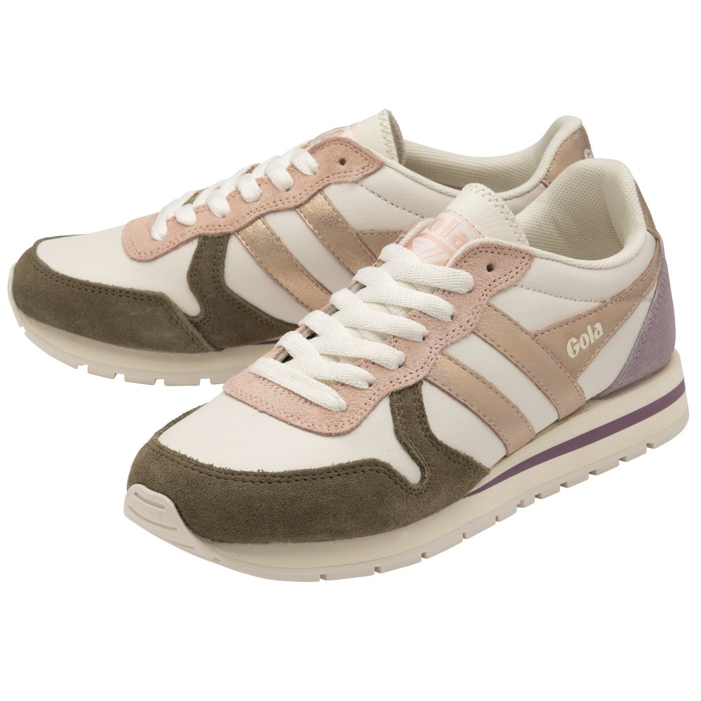 Gola Classics Women's Daytona Quadrant Sneakers - Off White/Khaki/Rose Gold/Lily