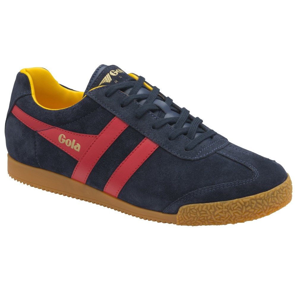 Gola Classics Men's Harrier Suede Sneakers - Navy/Red/Sun