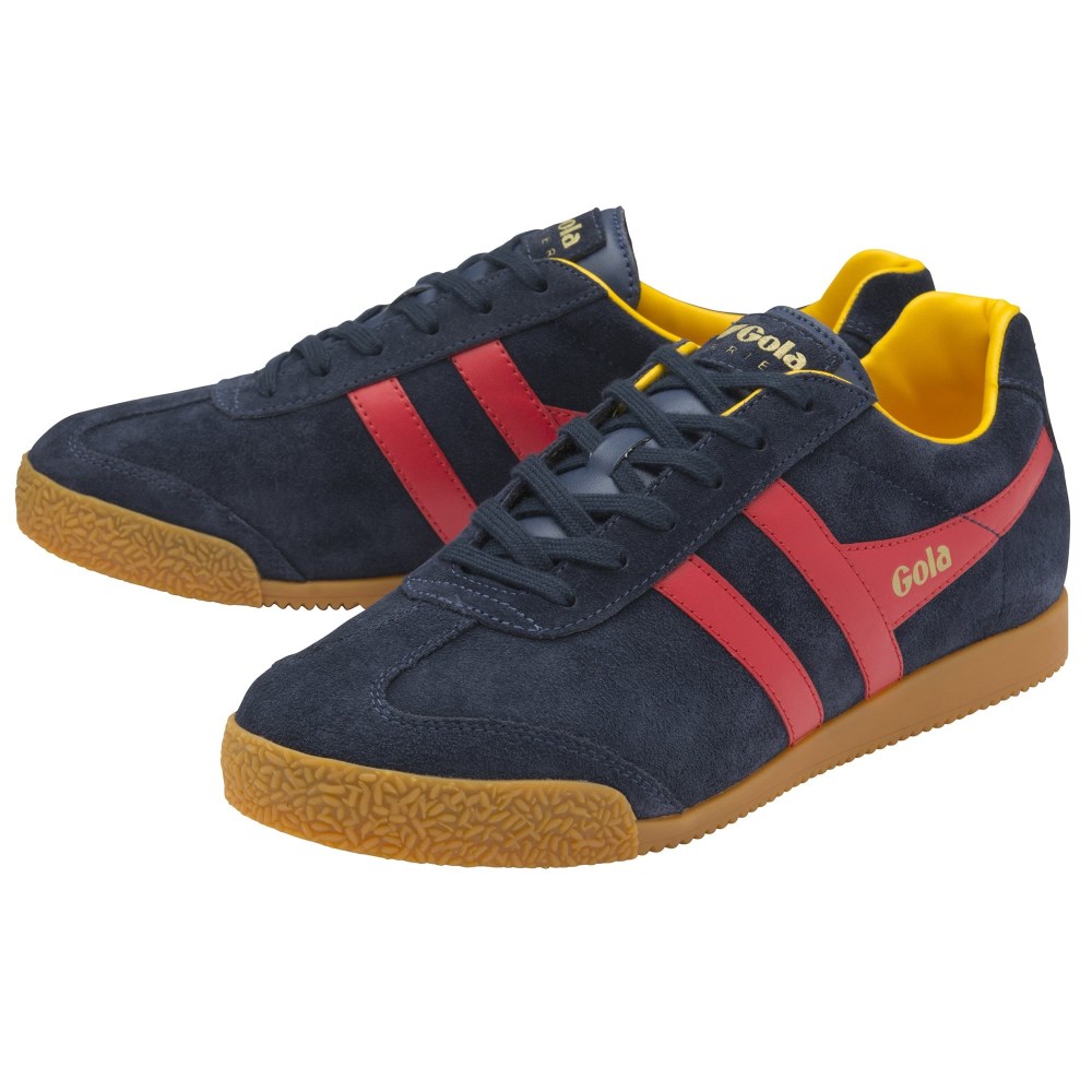Gola Classics Men's Harrier Suede Sneakers - Navy/Red/Sun