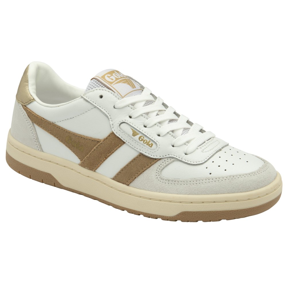 Gola Classics Women's Hawk Sneakers - White/Light Caramel/Gold