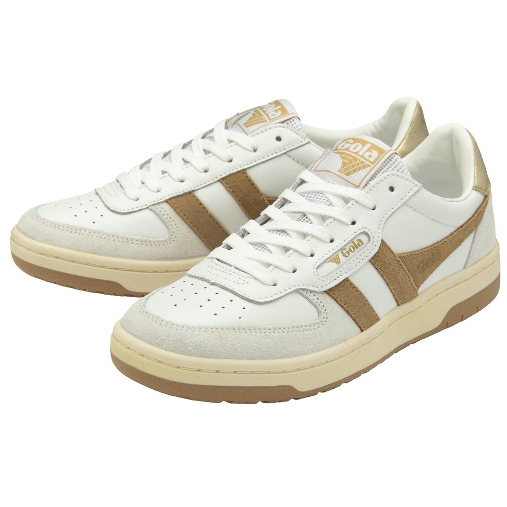 Gola Classics Women's Hawk Sneakers - White/Light Caramel/Gold
