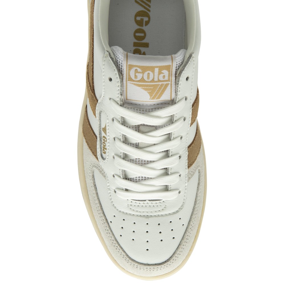 Gola Classics Women's Hawk Sneakers - White/Light Caramel/Gold