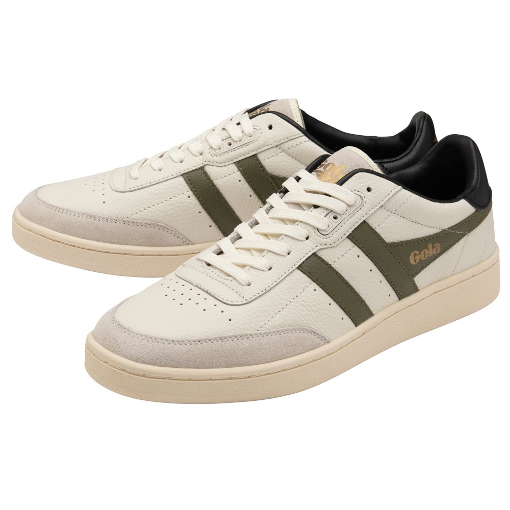 Gola Classics Men's Contact Leather Sneakers - Off White/Khaki/Black