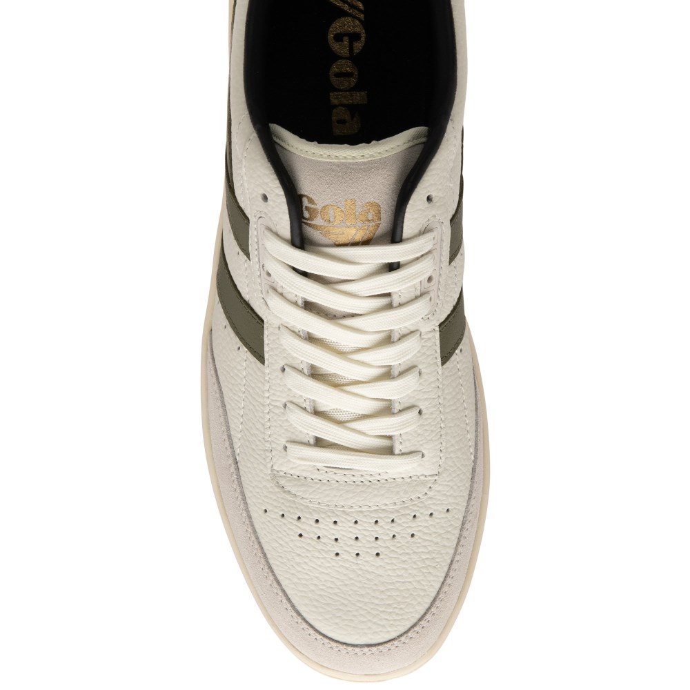 Gola Classics Men's Contact Leather Sneakers - Off White/Khaki/Black