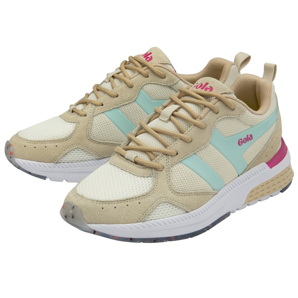 Gola Performance Women's Navis Sneakers - Off White/Oat/Powder Blue/Hot Pink