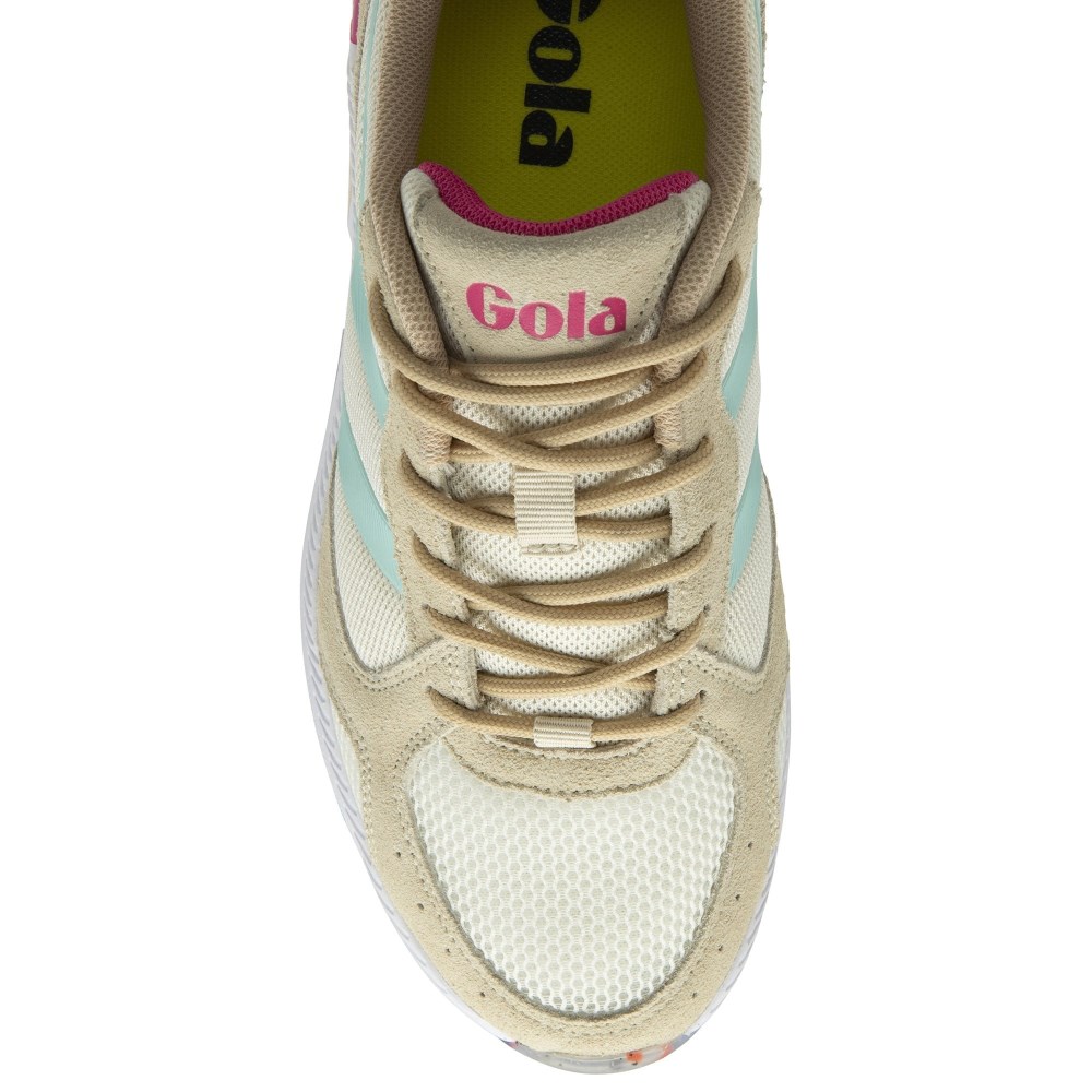 Gola Performance Women's Navis Sneakers - Off White/Oat/Powder Blue/Hot Pink