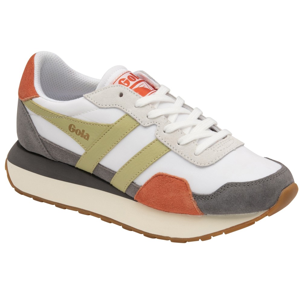 Gola Classics Women's Indiana Sneakers - White/Ash/Lemon