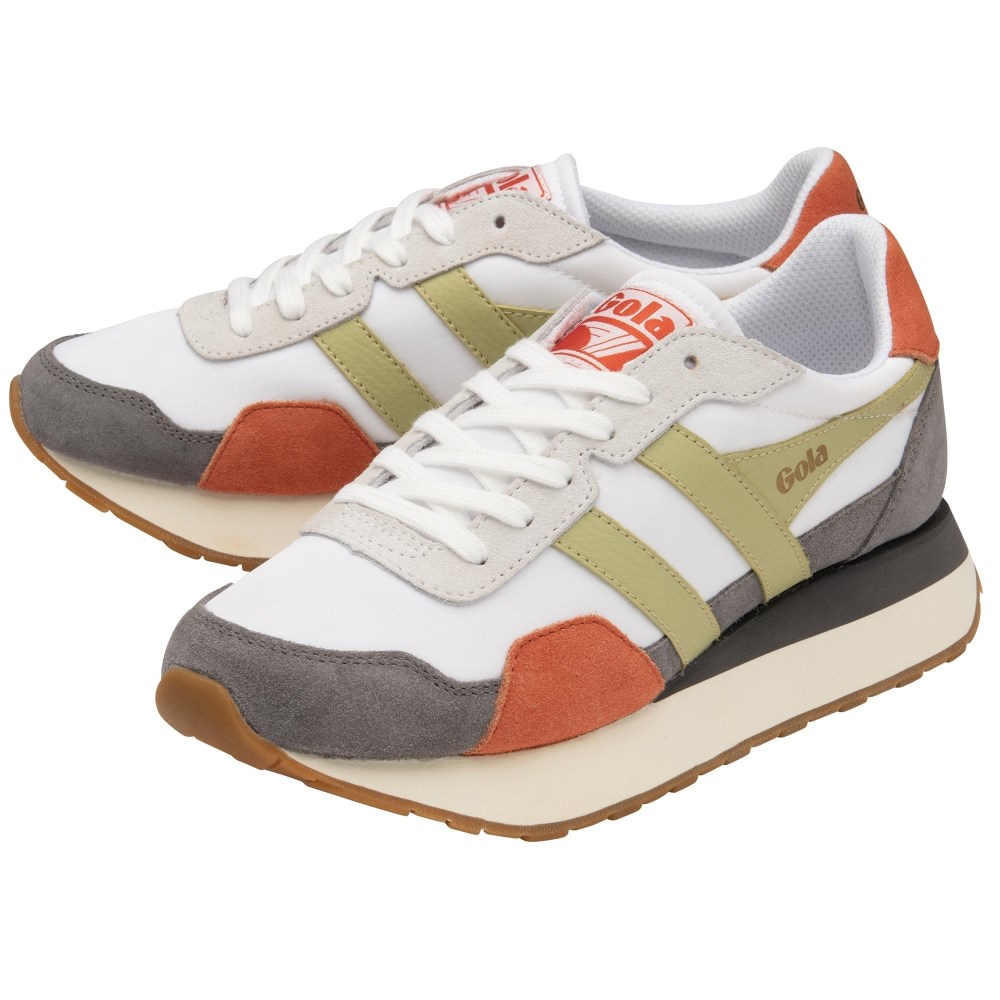 Gola Classics Women's Indiana Sneakers - White/Ash/Lemon