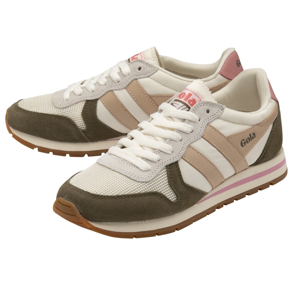 Gola Classics Women's Daytona Sneakers - Off White/Khaki/Pearl Pink