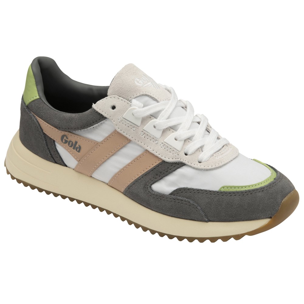 Gola Classics Women's Chicago Sneakers - White/Pearl Pink/Patina Green