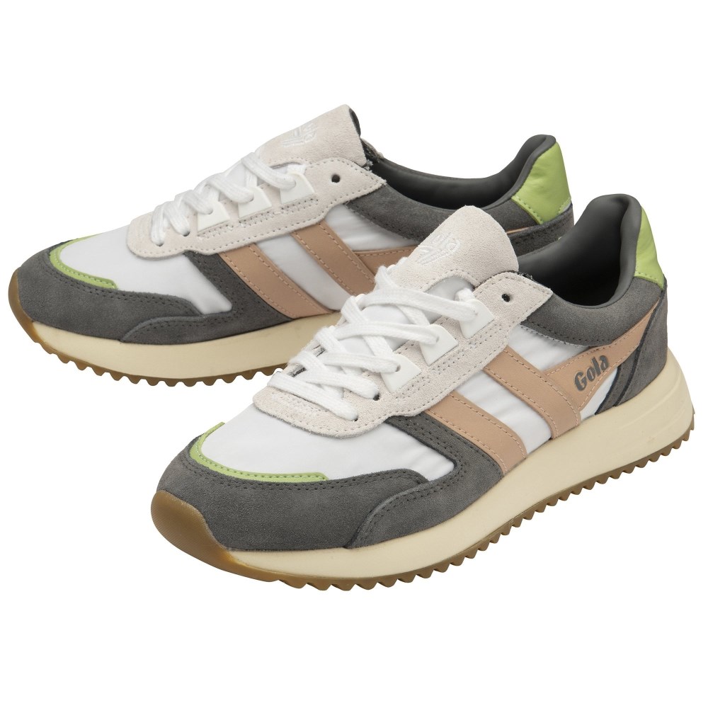 Gola Classics Women's Chicago Sneakers - White/Pearl Pink/Patina Green