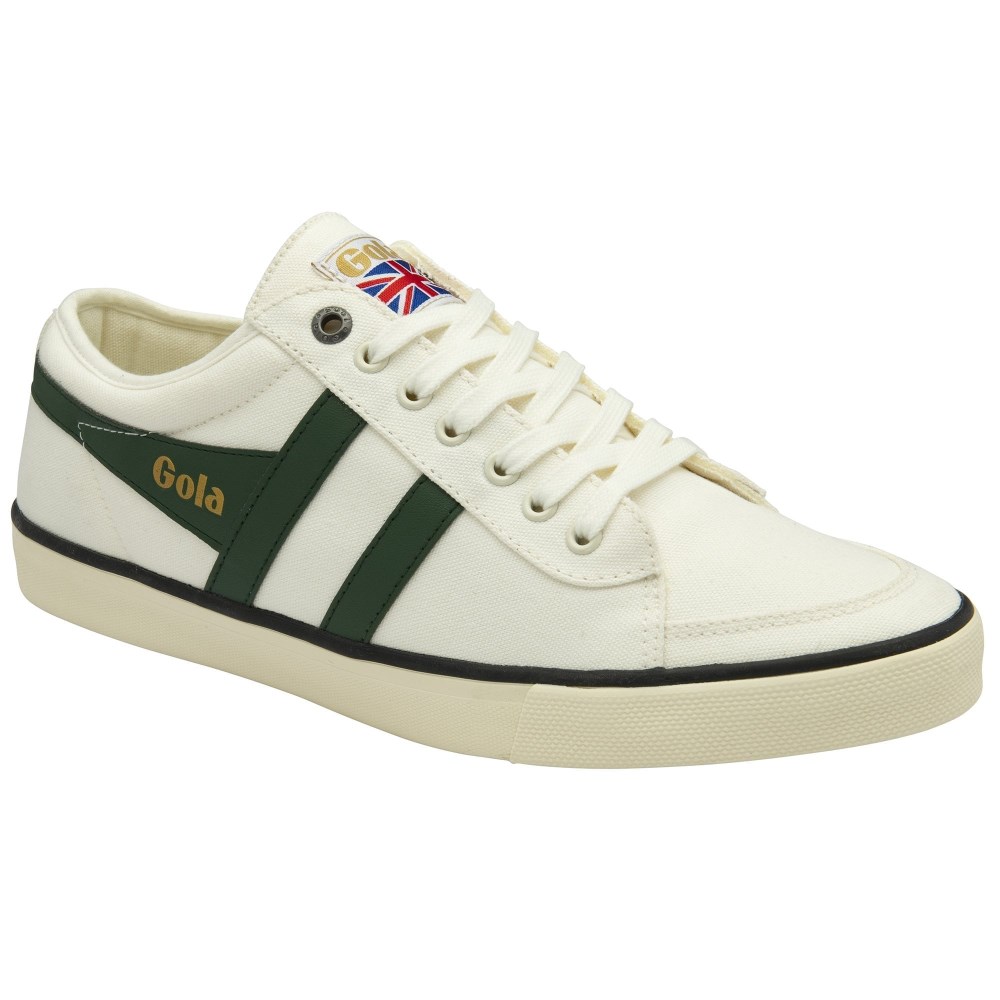 Vegan Gola Classics Men's Comet Plimsoll Sneakers - Off White/Evergreen/Black