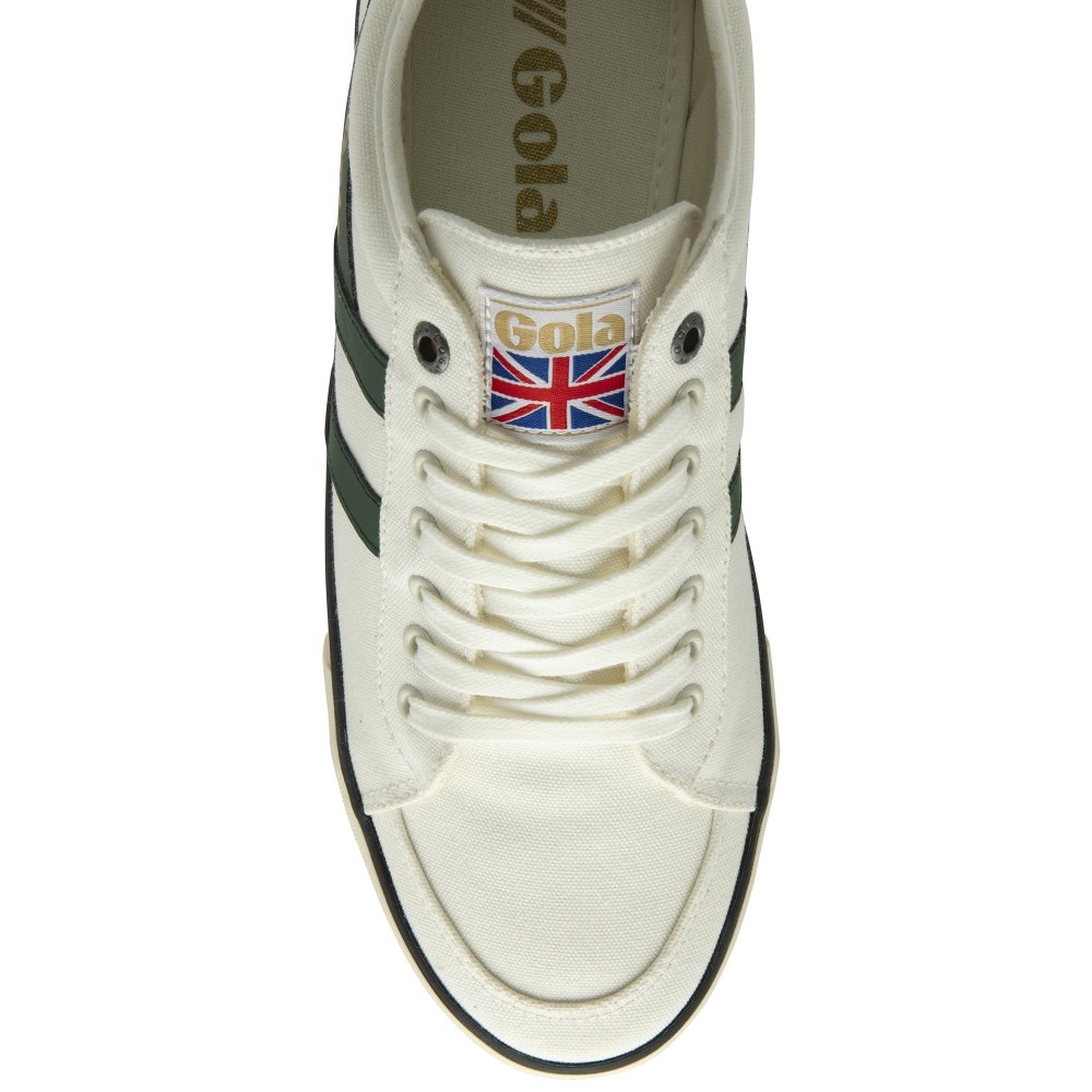 Vegan Gola Classics Men's Comet Plimsoll Sneakers - Off White/Evergreen/Black