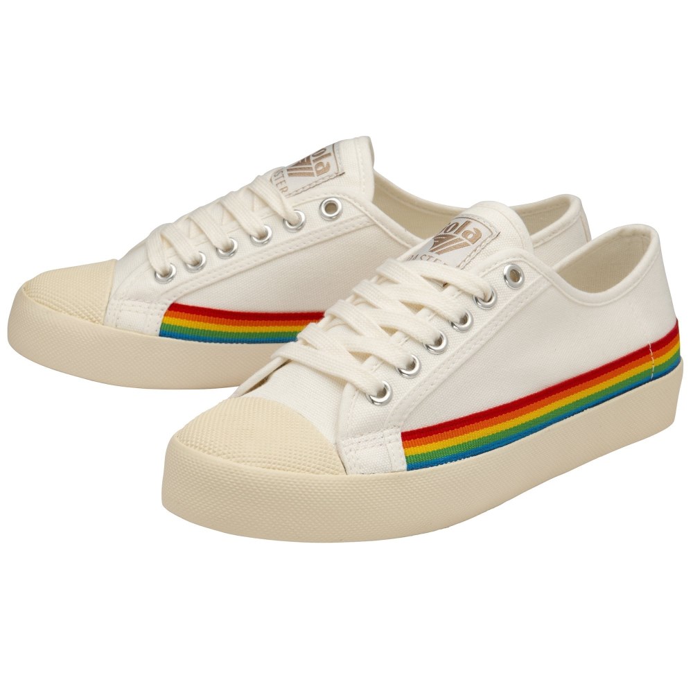 Vegan Gola Classics Women's Coaster Rainbow Drop - Off White/Multi