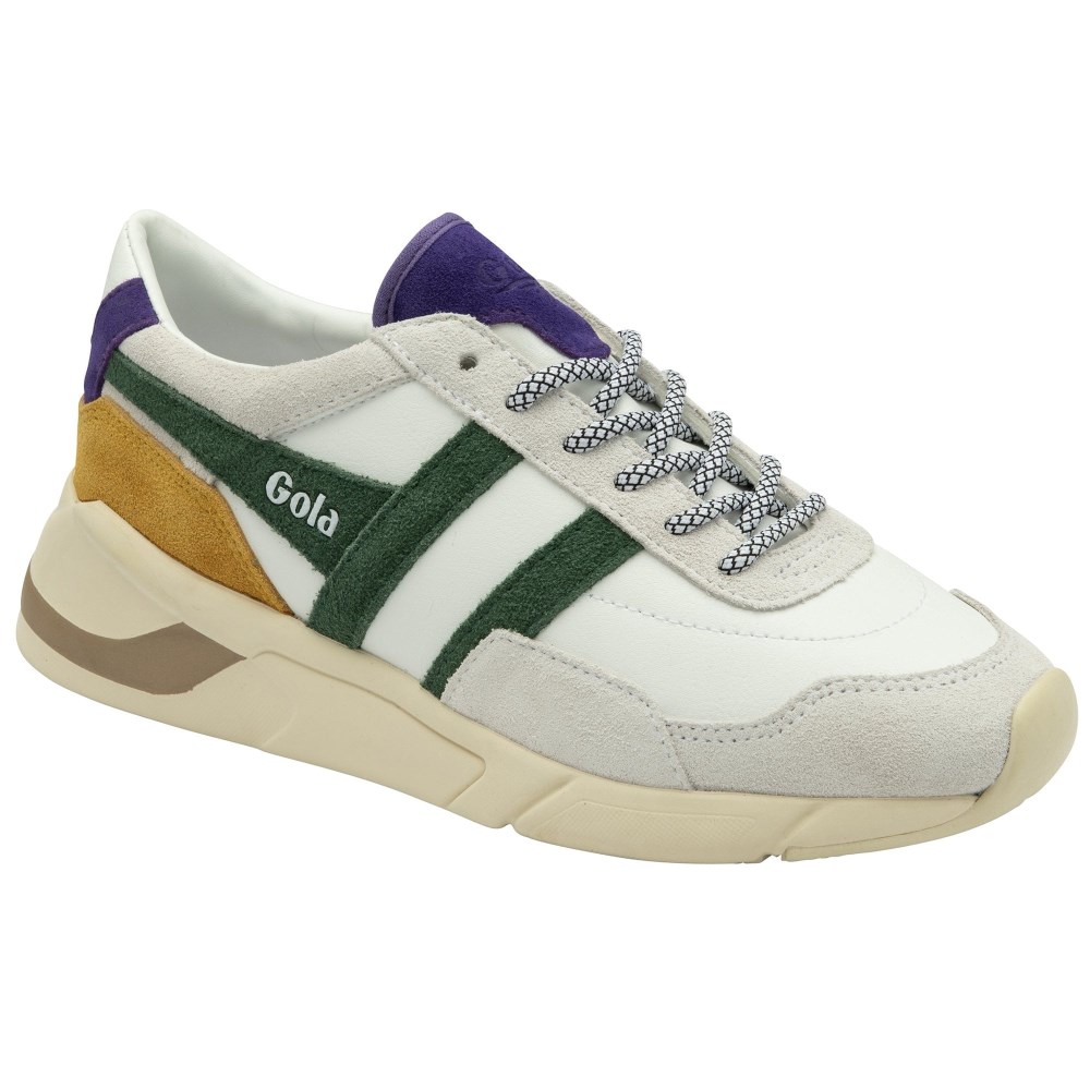 Gola Classics Women's Eclipse Pure Sneakers - White/Evergreen/Fuchsia