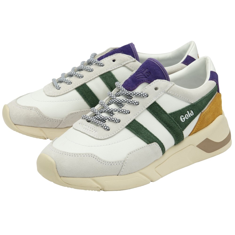 Gola Classics Women's Eclipse Pure Sneakers - White/Evergreen/Fuchsia