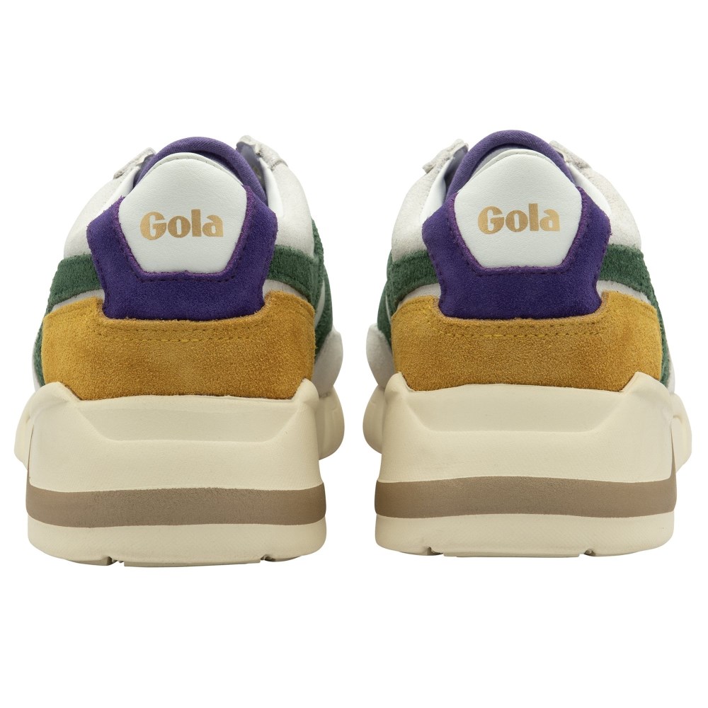 Gola Classics Women's Eclipse Pure Sneakers - White/Evergreen/Fuchsia