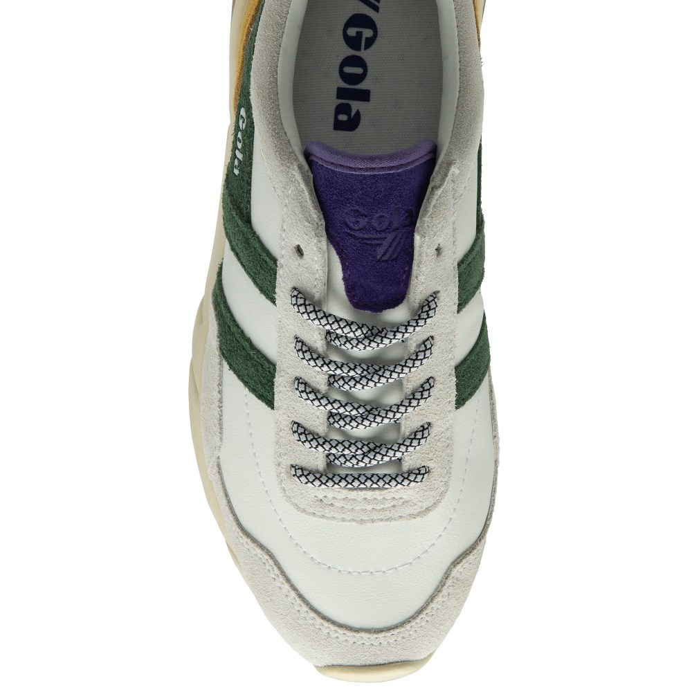 Gola Classics Women's Eclipse Pure Sneakers - White/Evergreen/Fuchsia