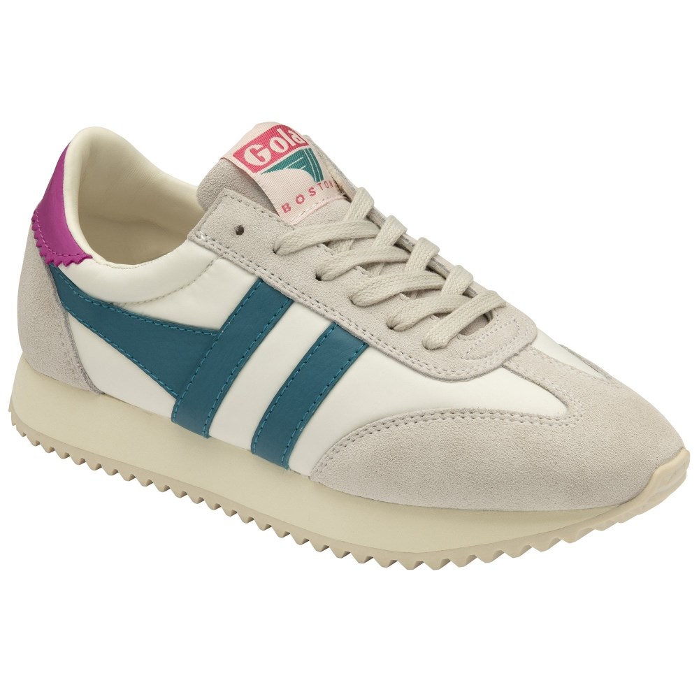 Gola Classics Women's Boston '78 Sneakers - Off White/Teal/Fuchsia