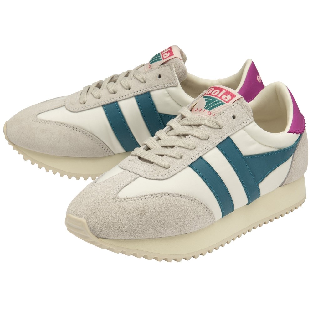 Gola Classics Women's Boston '78 Sneakers - Off White/Teal/Fuchsia