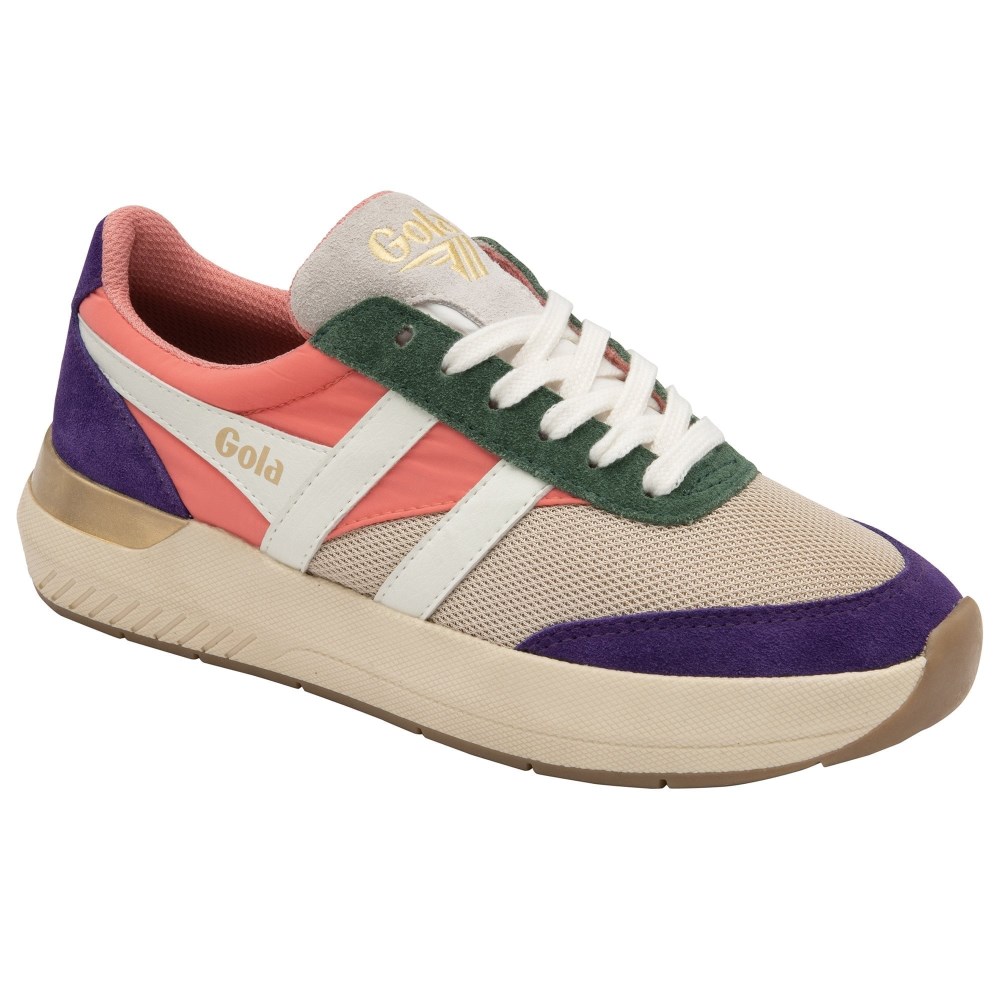 Gola Classics Women's Raven Sneakers - Wheat/Coral Pink/Royal Purple
