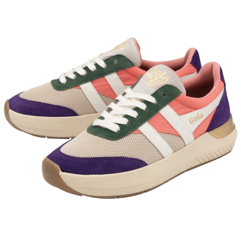 Gola Classics Women's Raven Sneakers - Wheat/Coral Pink/Royal Purple