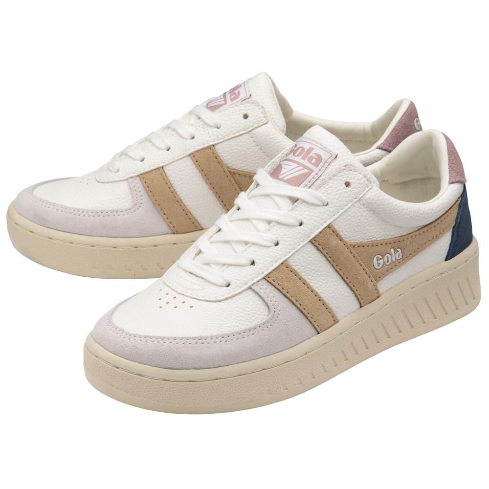 Gola Classics Women's Grandslam Trident Sneakers - White/Oat/Pastel Pink