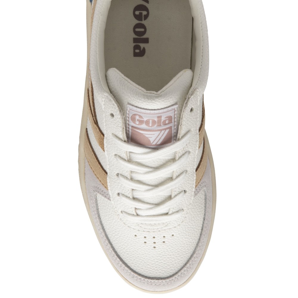 Gola Classics Women's Grandslam Trident Sneakers - White/Oat/Pastel Pink